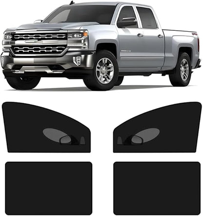 [2025] Car Window Screen for Chevrolet Silverado1500 2019-2025 Large Pickup SUV Camping 4 Pcs Car Window Shades Bug Mosquito Net,Breathable Mesh Netting UV Protector for Front and Rear Side Window