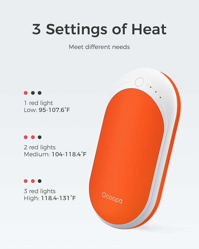 OCOOPA Hand Warmers Rechargeable, 1 Pack 5200mAh Electric Portable Pocket Heater, Heat Therapy Great for Raynauds, Hunting, Golf, Camping, Women Mens Gifts