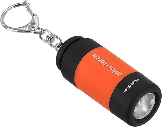 PATIKIL 2.1" Mini Rechargeable LED Keychain Flashlight, EDC Portable Small Torch with USB Charging for Everyday Carry, Orange