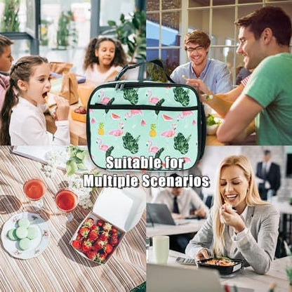 Flamingos Lunch Bag Insulated Reusable Lunch Box Kids Girls Boys Cooler Thermal Tote Bag For Men Women School Work Picnic