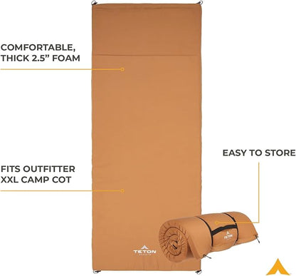 Teton Canvas Camp Pad, Sleeping Pad for Car Camping, Brown