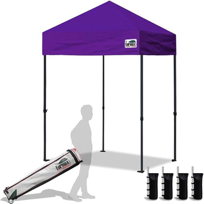 Eurmax USA 5'x5' Pop Up Canopy Tent Commercial Instant Canopies with Heavy Duty Roller Bag,Bonus 4 Sand Weights Bags (Purple)