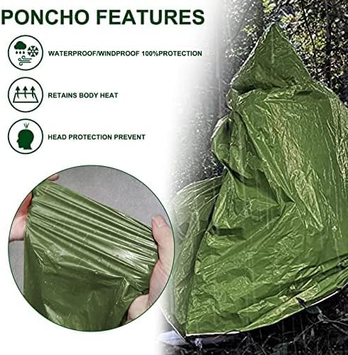 Thermal Tarp Survival Shelter Insulated Blanket Reflective 4×7 Ft, All-Weather Space Blankets Emergency Foil Mylar Thermal Blanket for Outdoor Car, Camping, Hiking and Shelter - Green