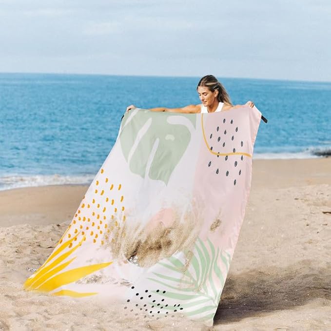 Beach Blanket, 78''×86'' Large Waterproof Sandproof Picnic Blanket for 2-4 Adults, Lightweight Compact Pink Sand Free Outdoor Mat w/ 4 Stakes for Camping, Travel, Hiking, Beach Accessories