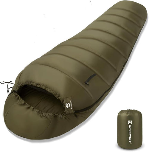 Bessport Mummy Sleeping Bag | 15-45 ℉ Extreme 3-4 Season Sleeping Bag for Adults Cold Weather– Warm and Washable, for Hiking Traveling & Outdoor Activities