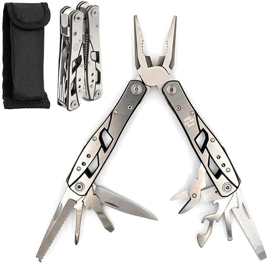 Multitool Plier - 12 In 1 Stainless Steel Pocket Multi Tool With Durable Sheath For Camping, Survival Gear - Safety Locking Camping Accessories With Cutter, Bottle Opener, Screwdriver by Hayvenhurst