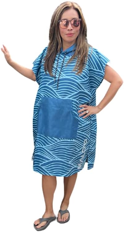 Malo'o Nalu Surf Poncho Changing Robe with Hood - Soft & Warm -Children & Adult Sizes-Changing Towel & Poncho Dark Blue