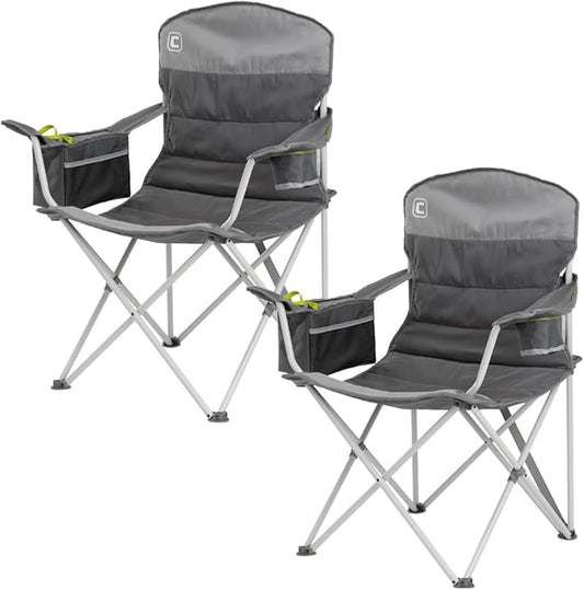 CORE Padded Quad Chair with Built-in Cooler | Folding Chair with Cupholder & Storage Pocket for Indoor Home or Outdoor Camping | Perfect for Concert Seat, Sports, Beach, Travel & Picnic