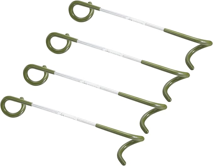 PATIKIL Camping Lantern Hook Hanger, 4 Pack Camping Equipment Tent Lamp Hook Pole Hanger for Outdoor Hiking, Olive Green