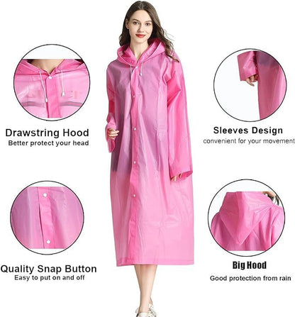 Rain Ponchos Raincoats for Adults Women Men, Reusable 2 Pack Rain Jacket Coats with Hood for Family Disney Camping Hiking