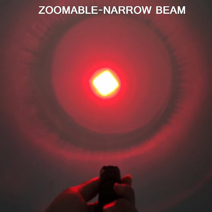Red Light Flashlight Single Mode Red Light Torch with Clip Zoomable Red Flashlight for Hunting Astronomy Aviation Night Observation