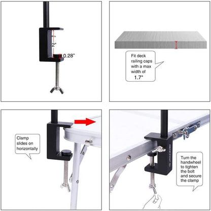 Outdoor Camping Hiking Lamp Post Pole Foldable Portable Fishing Light Lantern Fixing Stand Aluminum Alloy for Ground Table 2 in1
