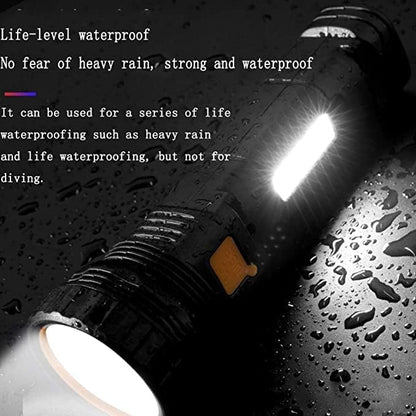 4pcs Solar/Rechargeable Multi Function 1000 Lumens LED Flashlight, with Emergency Strobe Light and 1200 Mah Battery, Emergency Power Supply and USB Charging Cable, Fast Charging (4PC)