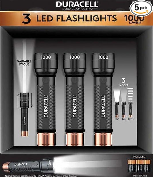 Duracell DURABEAM Ultra LED Flashlight 1000 Lumens 3-Pack