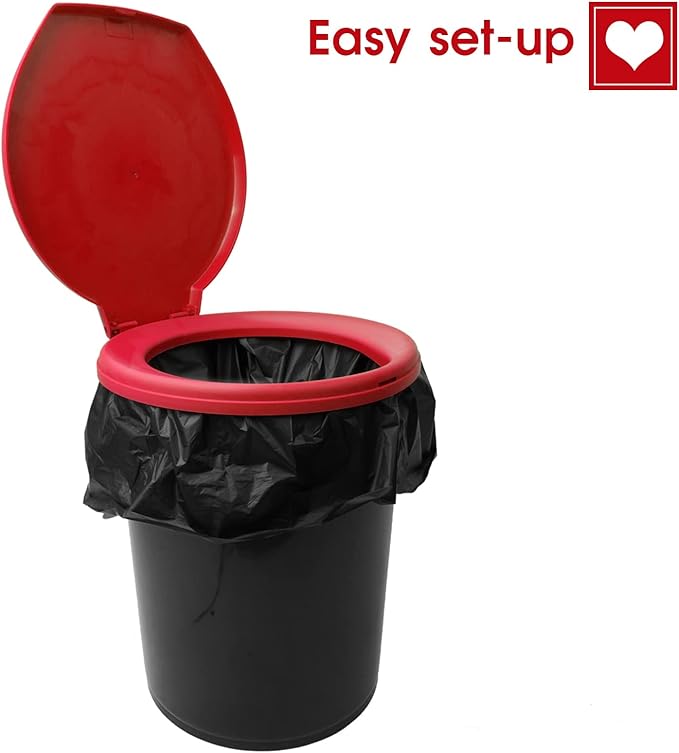 Portable Toilet Seat for 5 Gallon Bucket Emergency Outdoor Camping Snap on Luggable Loo Toilet Cover for Adults and Kids Red