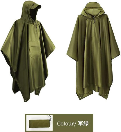 Hooded Rain Poncho Waterproof Raincoat Jacket for Men Women Adults, Military Poncho for Outdoor Activities Camping Fishing