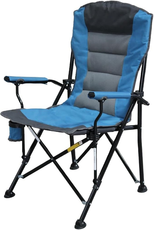 Caravan Sports High Back Deluxe Padded Folding Chair with Extra Wide Backrest, Padded Seat, Armrests & Cup Holder, Portable Outdoor Camping Chair with Carry Bag for Sports, Tailgating & Travel
