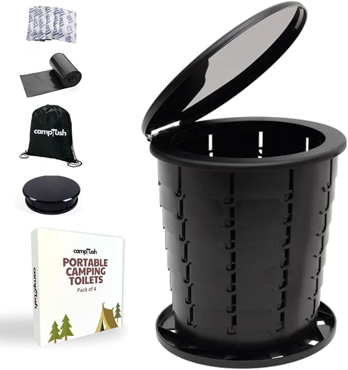 Retractable Portable Toilet for Camping - Large & Height Adjustable - Foldable Camping Toilet for Hiking/Travel | Portable Potty for Adults, Kids and Outdoor Car Camp