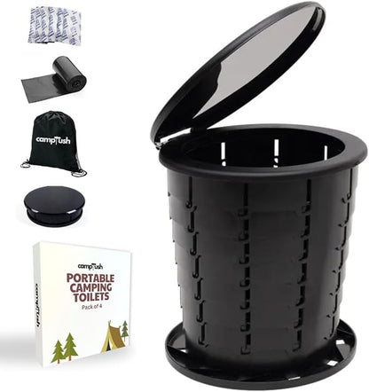 Retractable Portable Toilet for Camping - Large & Height Adjustable - Foldable Camping Toilet for Hiking/Travel | Portable Potty for Adults, Kids and Outdoor Car Camp