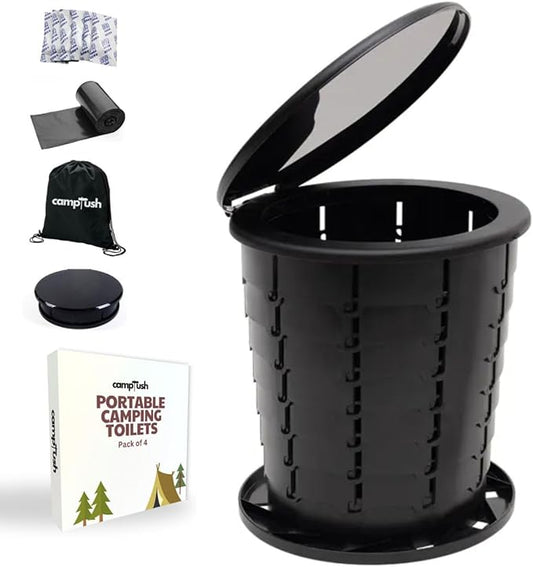 Retractable Portable Toilet for Camping - Large & Height Adjustable - Foldable Camping Toilet for Hiking/Travel | Portable Potty for Adults, Kids and Outdoor Car Camp