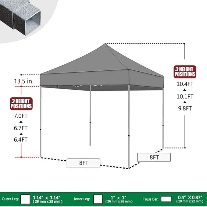 Eurmax USA 8'x8' Pop Up Canopy Tent Commercial Instant Canopies with Heavy Duty Roller Bag,Bonus 4 Sand Weights Bags (Blue)
