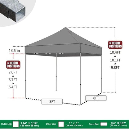Eurmax USA 8'x8' Pop Up Canopy Tent Commercial Instant Canopies with Heavy Duty Roller Bag,Bonus 4 Sand Weights Bags (Blue)