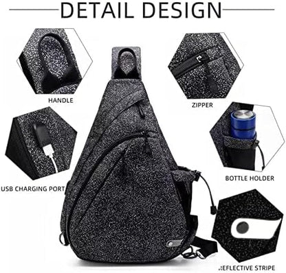 Water-Proof Sling bag/Crossbody Backpack/Shoulder Bag with USB Charging Port for Travel, Hiking, Cycling, Camping