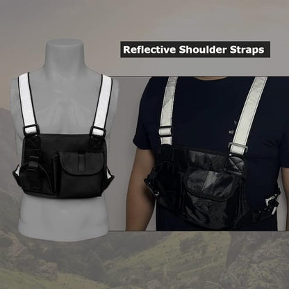 Hunting Radio Chest Harness Chest Pocket- Universal Talkie Talkie Holder Vest for Outdoor Hiking Camping Rescuing Mountaineer