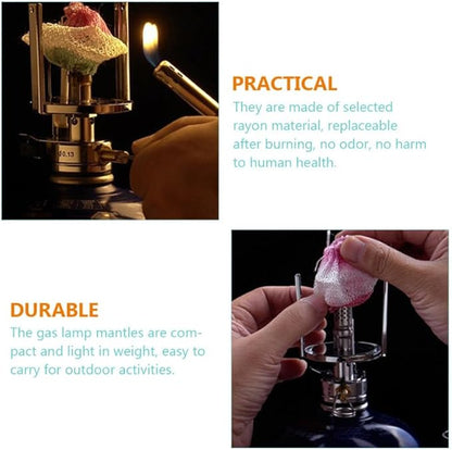 EXCEART 12pcs Gas Lantern Mantles Replacement for Outdoor Camping Lightweight Odorless Easy to Install Suitable for Propane and Kerosene Lamps for Hiking and Long-Term Use