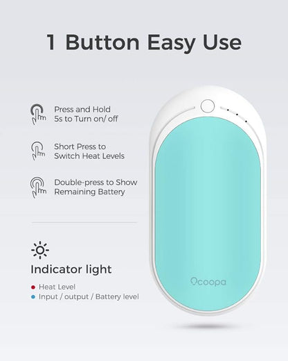 OCOOPA Hand Warmers Rechargeable, 1 Pack 5200mAh Electric Portable Pocket Heater, Heat Therapy Great for Raynauds, Hunting, Golf, Camping, Women Mens Gifts