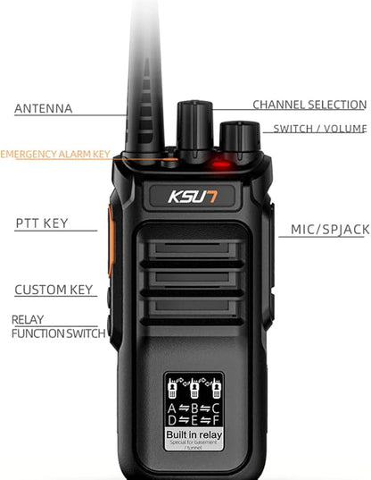 KSUN Two Way Radios Walkie Talkies Long Range 100 Miles, Built in Relay for Cruise Tunnels Mines Basement Camping RL30 (4 Pack)