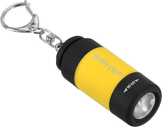 PATIKIL 2.1" Mini Rechargeable LED Keychain Flashlight, EDC Portable Small Torch with USB Charging for Everyday Carry, Yellow