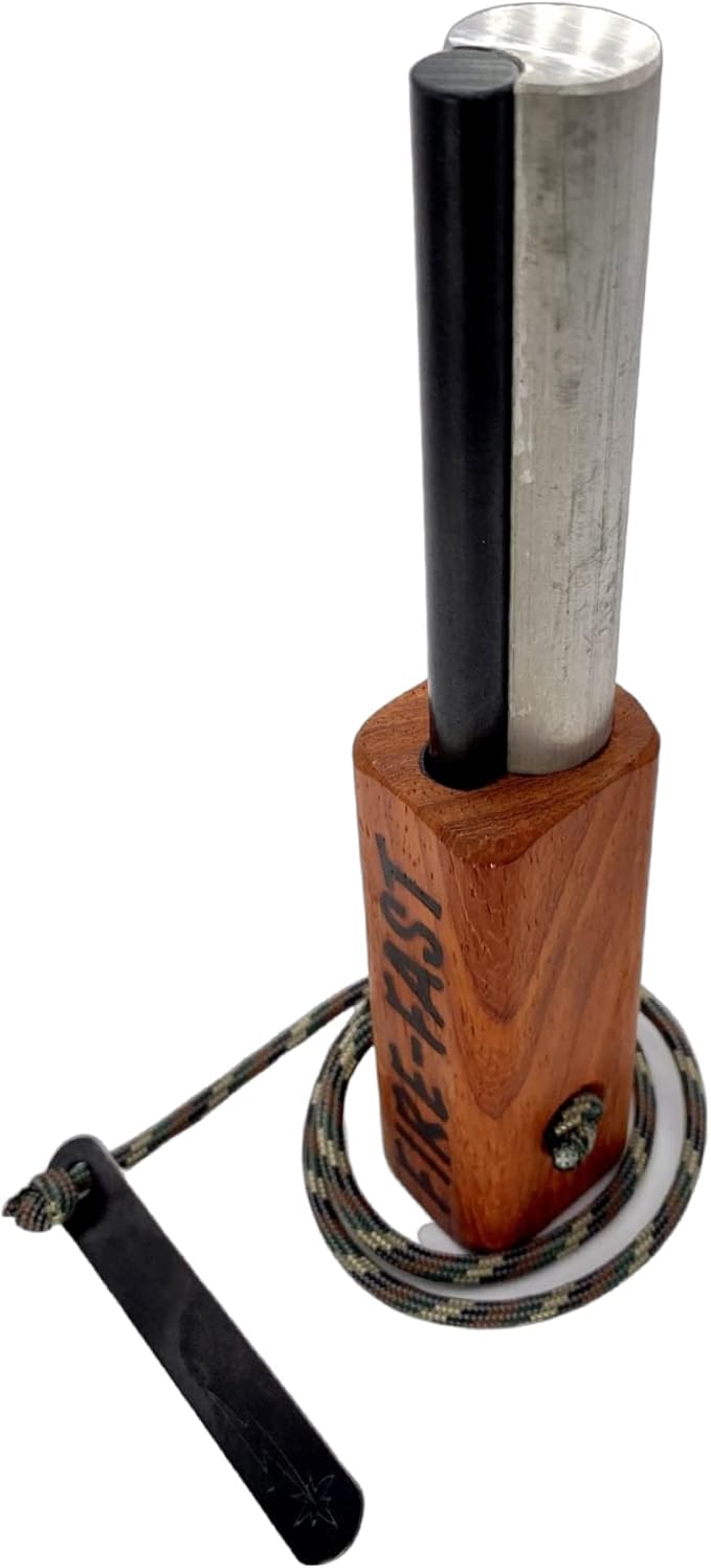 Trekker. Best Emergency Waterproof Survival Fire Starter. Magnesium and Euro Fire Steel Ferro Rod. Compact Durable Tool for Bushcraft, Camping, Backpacking, Hiking, Hunting, or Bug Out Bag