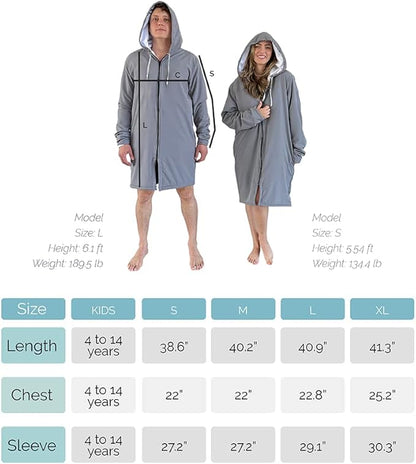MACAR sport TOWEL swimming parka, waterproof fabric on the outside, dry jacket for kids and adults