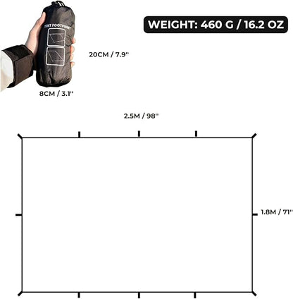 onewind Tent Footprint, 98" * 71" Ultralight Camping Tarp Tent Floor Ground Sheet with Carry Bag, 4000mm Waterproof Rate PU Coating, for Backpacking, Hiking, Camping, Picnic, Ground
