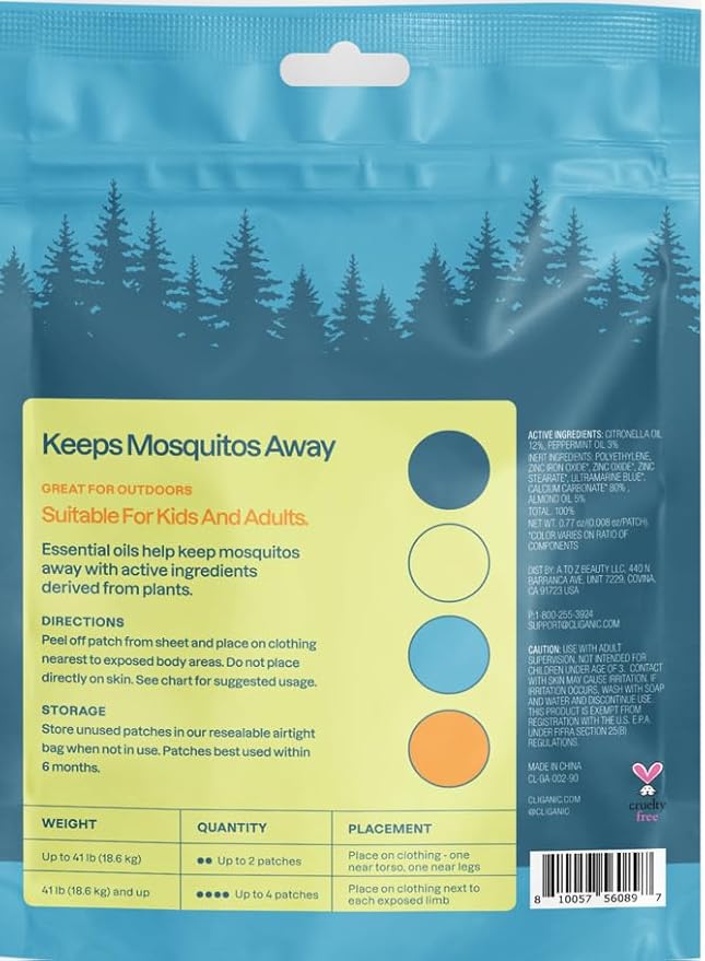 Cliganic Mosquito Repellent Stickers (180 Pack) - Patches for Kids & Adults, Natural DEET-Free, Citronella Essential Oil Infused