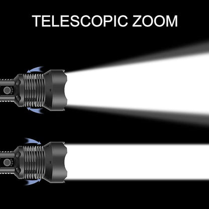 NPET XHP70 LED Flashlight USB Rechargeable Tactical Flashlight, Super Bright 2000 Lumens Zoomable Flashlight Camping, Hiking, Home, Outdoor and Emergency, with Waterproof and Shock Resistant