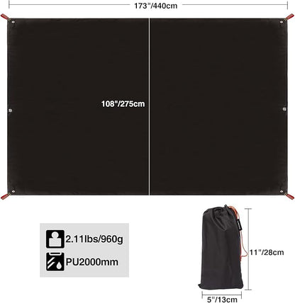 REDCAMP Ultralight Tent Footprint, PU 2000 Waterproof Camping Tent Tarp with Drawstring Carrying Bag, Waterproof Camping Tarp for Outdoor Hiking Camping