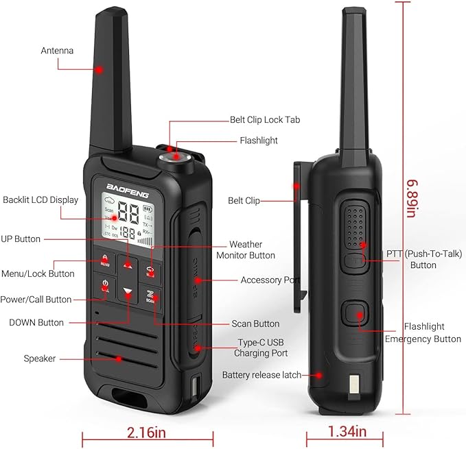 Baofeng Walkie Talkies F22 Long Range Walkie Talkies for Adults with 22 FRS Channels, Family Walkie Talkie with LCD Display Flashlight VOX for Camping Hiking Accessories Gear Toys Two Way Radio