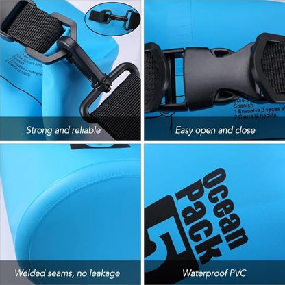 Waterproof Dry Bag 10L Custom PVC Sack Rafting Camping Hiking Backpack Kayak Sport Beach Gear Dry Bag (Blue)