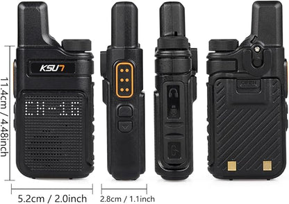 KSUN 4 Pack Walkie Talkies for Adults with Earpiece and Mic 22 FRS Channels Drop-Resistant, Dotted Matrix Display Long Range VOX 4000mAh Battery for Cruise Hiking Camping M6