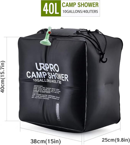 10 gallons/40L Solar Shower Bag Heating Camping Outdoor Temperature Hot Water 45°C Hiking Climbing Beach