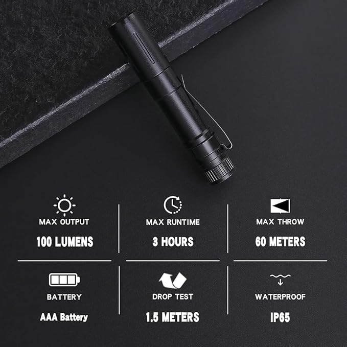 KunHe 6 Pack Small Mini Single Mode Led Powerful Flashlights AAA Battery 1 Mode Flashlight Pen Light Penlight Flashlights Pocket Tiny Compact EDC High Lumens Bright Flashlights