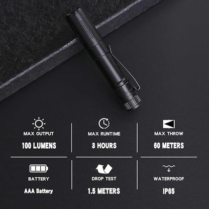 KunHe 6 Pack Small Mini Single Mode Led Powerful Flashlights AAA Battery 1 Mode Flashlight Pen Light Penlight Flashlights Pocket Tiny Compact EDC High Lumens Bright Flashlights