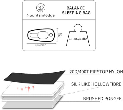 Mountainlodge Balance Sleeping Bag for Adult,Cold&Warm Weather with Compression Sack and Water Resistant for Family Camping,Travel and Car Camping