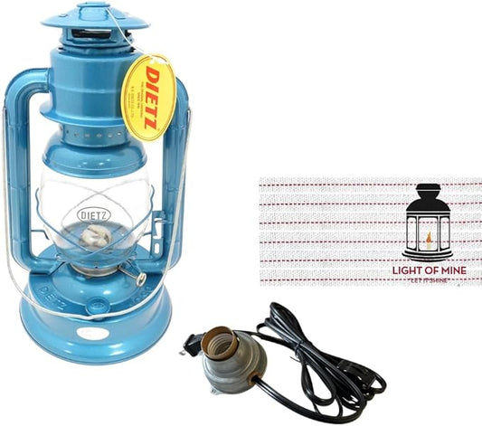 Light of Mine | Dietz #90 D-Lite | Kerosene Oil Lamp | Camping Lantern with ⅞” Wick Strip - 6 Pack (Electric Burner Blue)