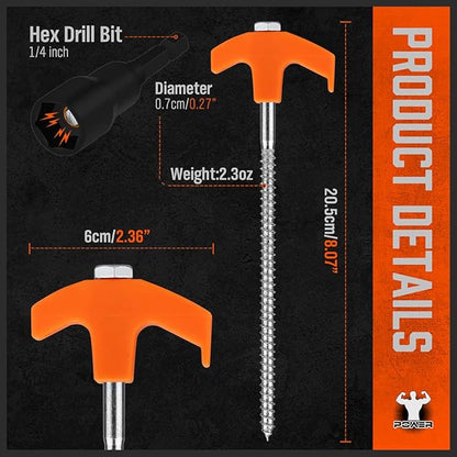 HORUSDY 26 Pack 8.07 Inch Heavy Duty Tent Stakes Tent Pegs Camping Stakes with with 4x13ft Rope & 1 Stopper T Pull Hook