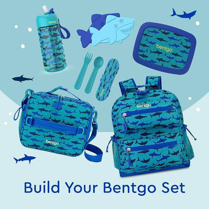 Bentgo Kids Lunch Bag - Durable, Double-Insulated Lunch Bag for Kids 3+; Holds Lunch Box, Water Bottle, & Snacks; Easy-Clean Water-Resistant Fabric & Multiple Zippered Pockets (Shark)