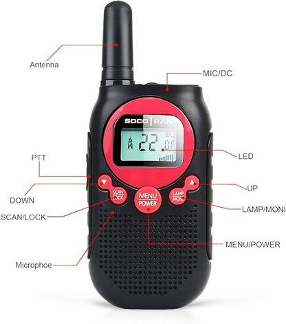 Rechargeable Walkie Talkies for Adults Long Range 5 Miles USB Charger 22CH VOX Flashlight LCD FRS Two Way Radio Rechargeable Li-ion Battery 2 Pack for Camping Family Road Trip Hiking Walky Talky