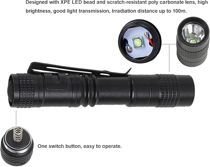 LED Pocket Pen Flashlights, 10pcs Mini Penlight with Clip Handheld XPE Flashlight Waterproof EDC Pen Light for Camping Inspection Repair Powered by 1pcs AAA Battery(Not Included)